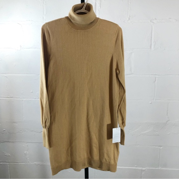 Wayf Turtleneck Sweater Dress Size S Camel Long Sleeve NWT - Picture 1 of 9